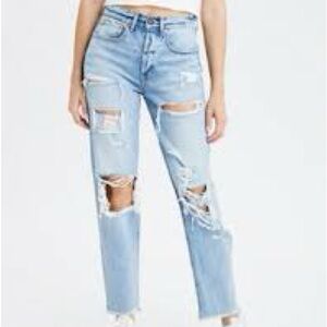 American Eagle Outfitters Ripped Light Blue Boyfriend Jeans